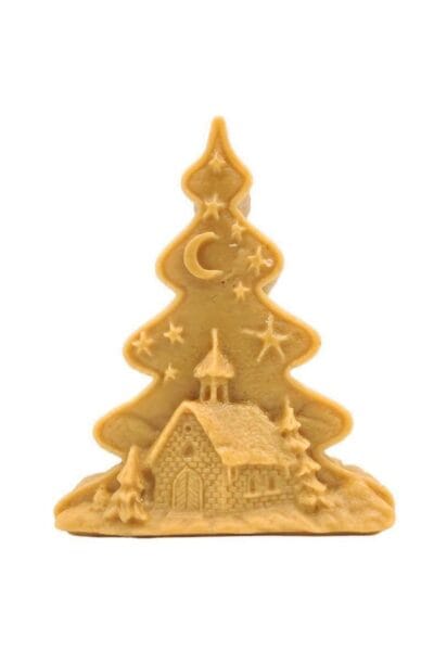 Weihnachtsbaum mit einer Kirche Wachsfigur